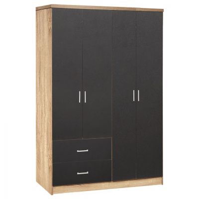 Wardrobe 4 Doors with 2 drawers HM339.04 Sonama-Grey 120x42x181cm