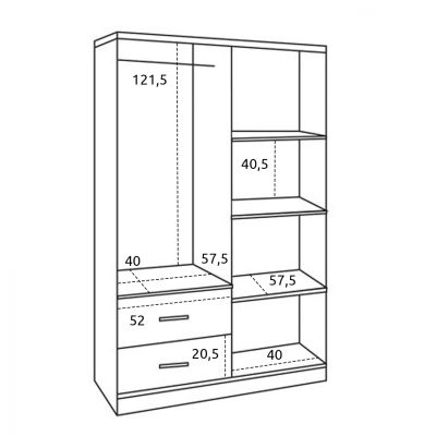 Wardrobe 4 Doors with 2 drawers HM339.04 Sonama-Grey 120x42x181cm