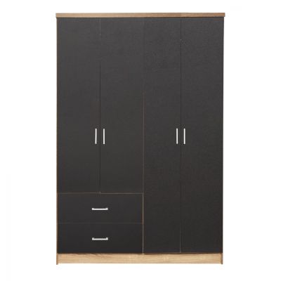 Wardrobe 4 Doors with 2 drawers HM339.04 Sonama-Grey 120x42x181cm