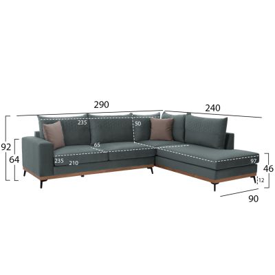 MESINA corner sofa, mint, high leg, 2pcs, right corner