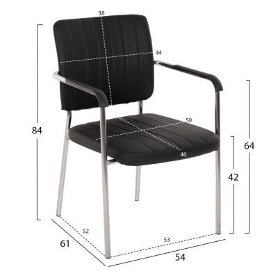 Конферентен стол с подлакътници HM1070.01 Черен 56,5x59x85 см