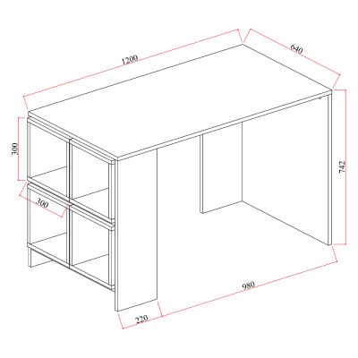 МЕЛАМИНОВ ОФИС С ПОВОДЯЩИ СЕ РАФТОВЕ KAIRO HM9120.01WALNUT GREY 120x64x74,2Υ cm.