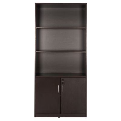 Professional office bookcase HM2014.02 wenge color with 2 doors 80Χ40Χ180