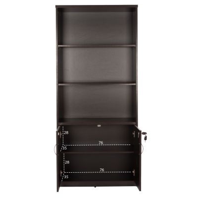 Professional office bookcase HM2014.02 wenge color with 2 doors 80Χ40Χ180