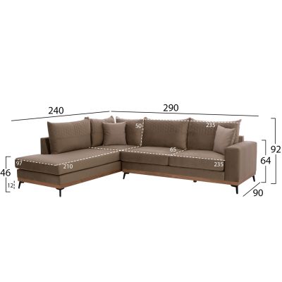 HM3253.03L MESINA corner sofa, beige, high leg, 2pcs, left corner