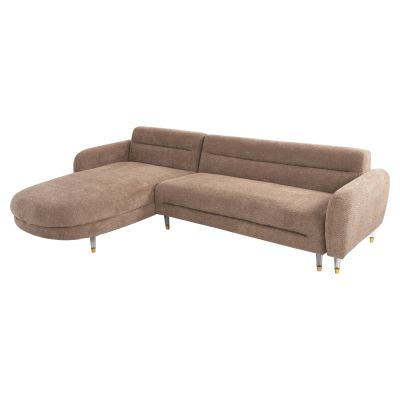 CORNER SOFA REVERSIBLE FLYER HM6072.01 BROWN FABRIC-METAL HIGH LEGS 285x86-172x74Hcm.