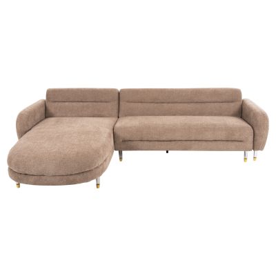 CORNER SOFA REVERSIBLE FLYER HM6072.01 BROWN FABRIC-METAL HIGH LEGS 285x86-172x74Hcm.