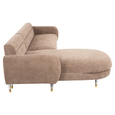 CORNER SOFA REVERSIBLE FLYER HM6072.01 BROWN FABRIC-METAL HIGH LEGS 285x86-172x74Hcm.