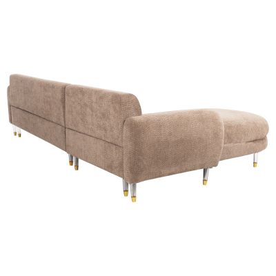 CORNER SOFA REVERSIBLE FLYER HM6072.01 BROWN FABRIC-METAL HIGH LEGS 285x86-172x74Hcm.