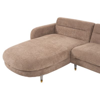 CORNER SOFA REVERSIBLE FLYER HM6072.01 BROWN FABRIC-METAL HIGH LEGS 285x86-172x74Hcm.