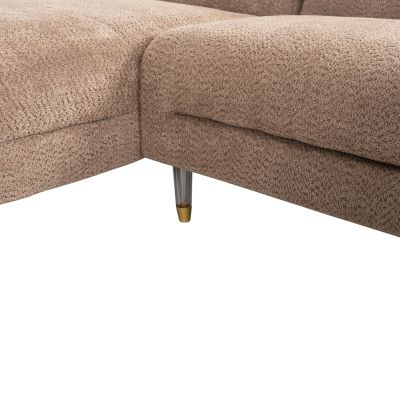 CORNER SOFA REVERSIBLE FLYER HM6072.01 BROWN FABRIC-METAL HIGH LEGS 285x86-172x74Hcm.