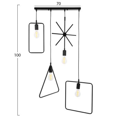 ТАВАН 4-СВЕТЛИНИ HM4099 ЧЕРНИ МЕТАЛНИ ГЕОМЕТРИЧНИ ФОРМИ 70x38x106H cm.