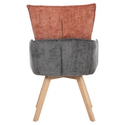 DINING ARMCHAIR REX HM9847.06 BRICK RED-GREY FABRIC-BEECH WOOD LEGS 53x60x93Hcm.