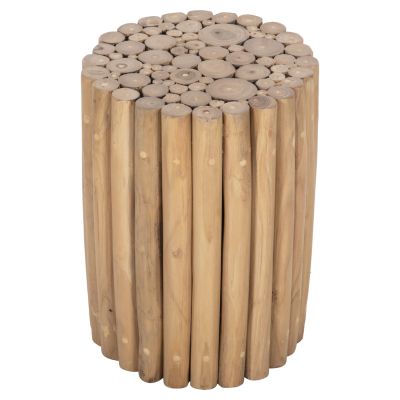 SIDE TABLE ROUND COOTER HM9866 TEAK BRANCHES IN NATURAL COLOR Φ29,5x40,5Hcm.