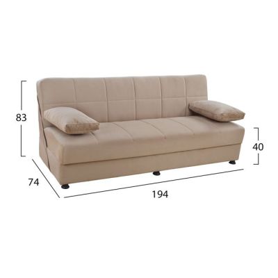 Sofa-Bed 3 seater HM3067.05 EGE 1221 BEIGE 194x74x83Η cm