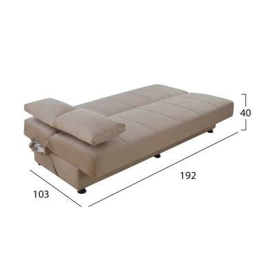 Sofa-Bed 3 seater HM3067.05 EGE 1221 BEIGE 194x74x83Η cm