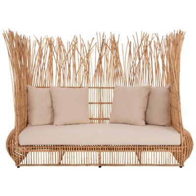 SOFA OUTDOORS ZEPHYR HM5988 RATTAN CANES IN NATURAL-CUSHION SET IN BEIGE 200x120x142Hcm.