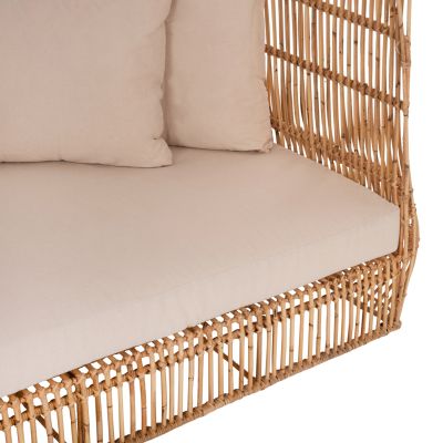 SOFA OUTDOORS ZEPHYR HM5988 RATTAN CANES IN NATURAL-CUSHION SET IN BEIGE 200x120x142Hcm.