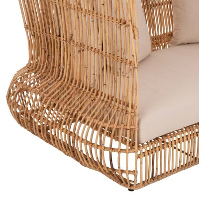 SOFA OUTDOORS ZEPHYR HM5988 RATTAN CANES IN NATURAL-CUSHION SET IN BEIGE 200x120x142Hcm.