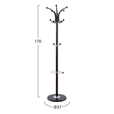 Hat/Coat Stand Metallic SHIA HM0038.05 rotating walnut with black marble base Φ37x170Η cm