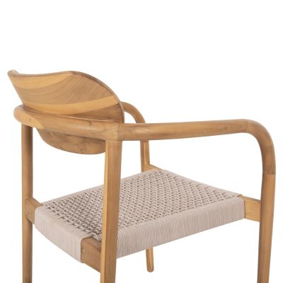 ARMCHAIR OSLO HM9636.07 TEAK WOOD IN NATURAL & BEIGE ROPE 55x54x80Hcm.