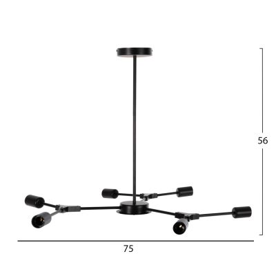 ТАВАН 6-ОСВЕТИТЕЛНО ТЕЛА HM4125 ЧЕРЕН МЕТАЛ 75x75x75Hcm.