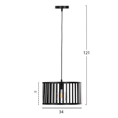 CEILING PENDANT LUMINAIRE HM4113 BLACK METAL 34x23x121Hcm.