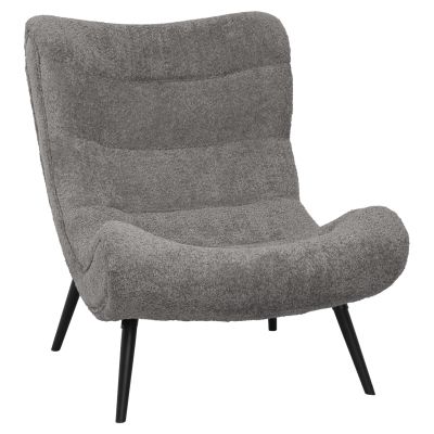 ARMCHAIR BRYM HM9605.11 GREY BOUCLE FABRIC-BLACK WOODEN LEGS 97x80x100Hcm.