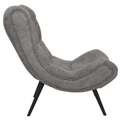 ARMCHAIR BRYM HM9605.11 GREY BOUCLE FABRIC-BLACK WOODEN LEGS 97x80x100Hcm.