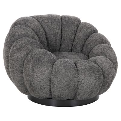 ARMCHAIR SWIVEL GRYMM HM9601.01 GREY BOUCLE-BLACK METAL BASE 95x92x68Hcm.