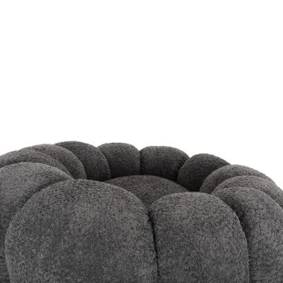 ARMCHAIR SWIVEL GRYMM HM9601.01 GREY BOUCLE-BLACK METAL BASE 95x92x68Hcm.