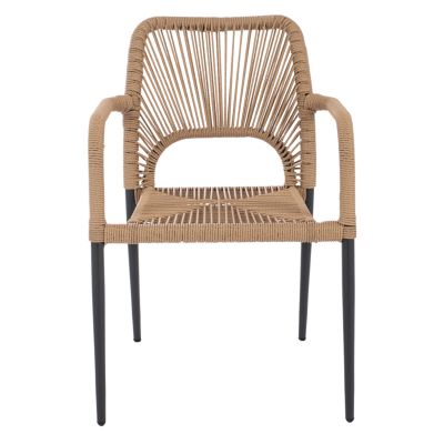 ALUMINUM ARMCHAIR NOJO HM5771.02 GREY WITH BEIGE P.E.TWIST RATTAN 55x63x82Hcm.