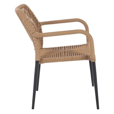 ALUMINUM ARMCHAIR NOJO HM5771.02 GREY WITH BEIGE P.E.TWIST RATTAN 55x63x82Hcm.