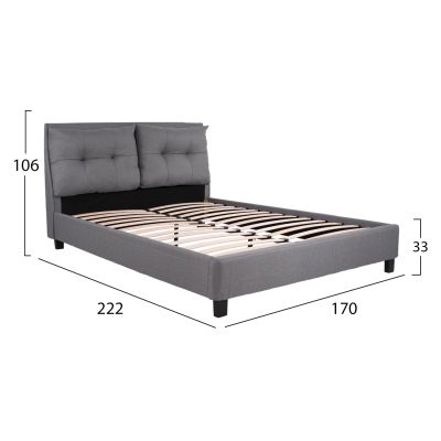 Bed Billie with fabric in grey color HM551.05 160x200 cm