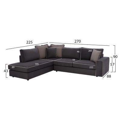 Corner sofa HOME, grey, 2pcs, left corner