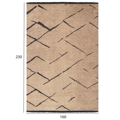 HM7674.01 160Χ230см, светло кафяво-черен килим със собствени ресни