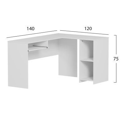 ЪГЛОВО БЮРО SHIG HM2135.03 MDF В БЯЛО 140x120x75Hcm.