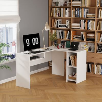 CORNER DESK SHIG HM2135.03 MDF IN WHITE 140x120x75Hcm.