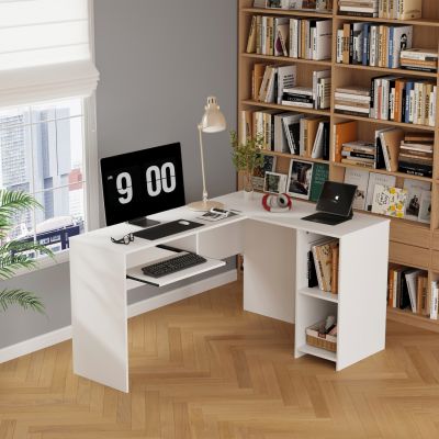 CORNER DESK SHIG HM2135.03 MDF IN WHITE 140x120x75Hcm.