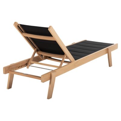 BEACH LOUNGER MILOS HM10650.03 BEECH WOOD IN NATURAL-BLACK TEXTILENE CUSHION COVER 204x65x31,5-92,5H cm.91Hcm.