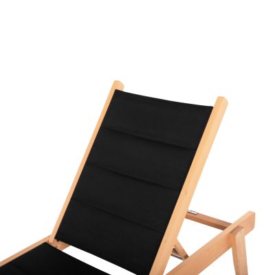 BEACH LOUNGER MILOS HM10650.03 BEECH WOOD IN NATURAL-BLACK TEXTILENE CUSHION COVER 204x65x31,5-92,5H cm.91Hcm.