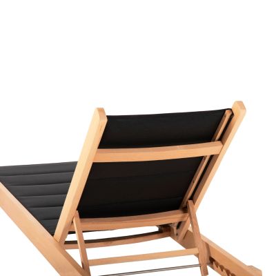 BEACH LOUNGER MILOS HM10650.03 BEECH WOOD IN NATURAL-BLACK TEXTILENE CUSHION COVER 204x65x31,5-92,5H cm.91Hcm.