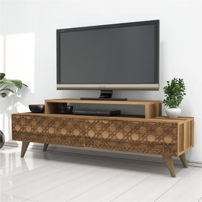 TV STAND MELAMINE HM9510.01 IN WALNUT COLOR 140x41.8x48.8Hcm.