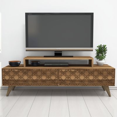 TV STAND MELAMINE HM9510.01 IN WALNUT COLOR 140x41.8x48.8Hcm.