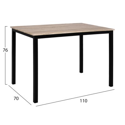 Dining Table PANYA HM8332, 110x70x76, sonoma, black legs