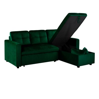 Corner Sofa Bed Wayne 224x147x85 HM3028.13 Cypress Green Velvet