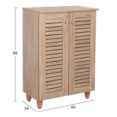 SHOE CABINET PROLLY HM9608.02 MELAMINE IN SONAMA-2 DOORS-4 SHELVES 60x34x88Hcm.