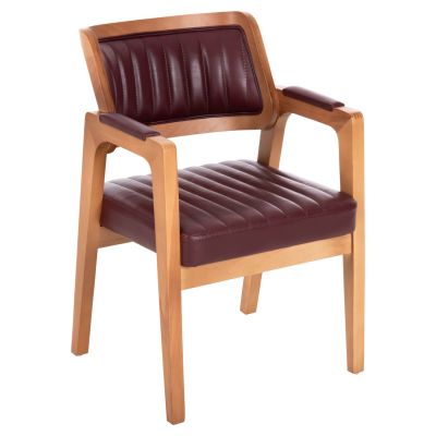 ARMCHAIR BELMON HM18144.05 WALNUT WOOD IN OAK COLOR-PU IN CHERRY RED 55x57x81Hcm.