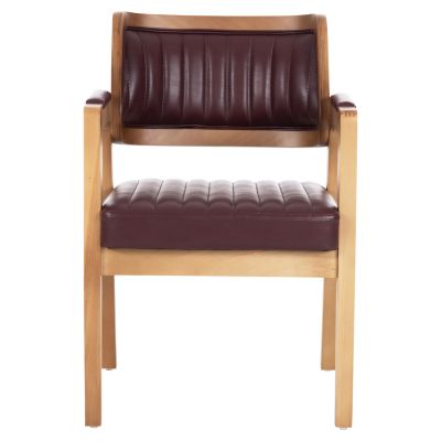 ARMCHAIR BELMON HM18144.05 WALNUT WOOD IN OAK COLOR-PU IN CHERRY RED 55x57x81Hcm.