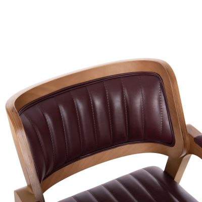 ARMCHAIR BELMON HM18144.05 WALNUT WOOD IN OAK COLOR-PU IN CHERRY RED 55x57x81Hcm.